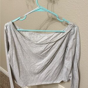 Hollister Light Gray Long Sleeve Top Off the Shoulder Size S Worn Once